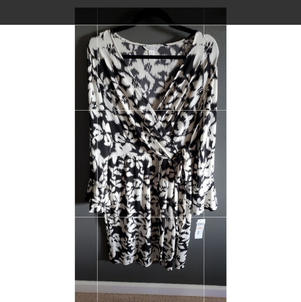 Black and white wrap dress